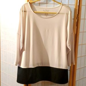 White and Black 3/4 Length Sleeve Tunic